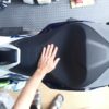 Overhead view of the broad stepped rider seat on a Honda X-ADV designed for long-distance touring comfort.