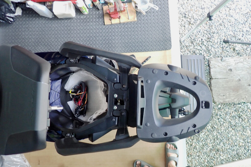 Top view of Honda X-ADV with GIVI SR1188 top case rack installed
