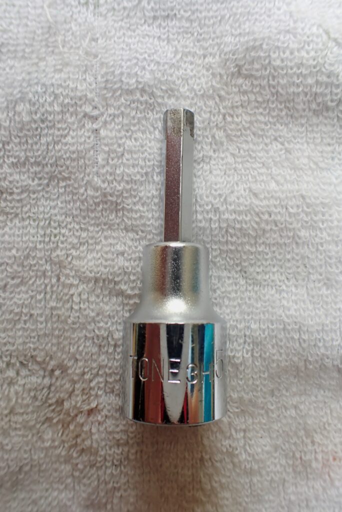 Previously used TONE 3H-05 5mm hex bit socket overview