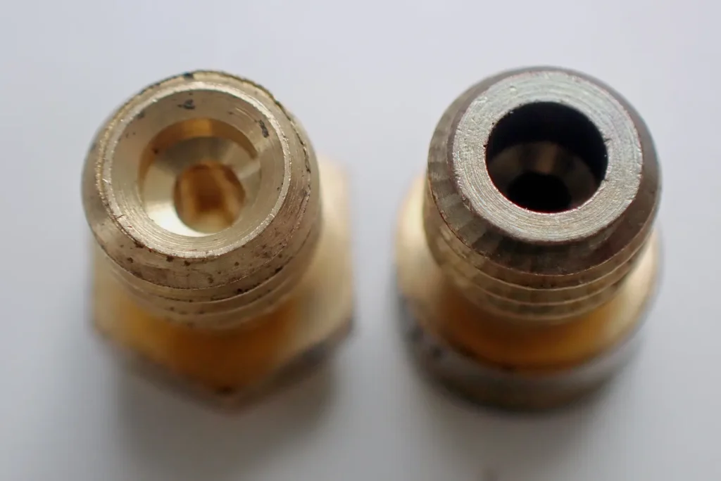 Detail of tapered bore machining on the needle side of Bakudan main jet