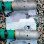 XR250 fork axle holder before and after wet blasting with #120 glass beads